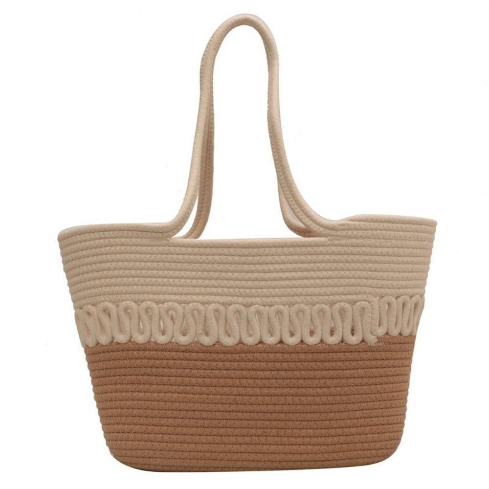 Knitted Woven Tote Bag Hollow Women Handbag Sweet Weave Straw Bag  Ladies хаки