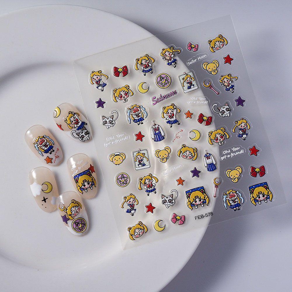 Retro Anime Sailor Moon 5D Nail Art Aufkleber - Niedliche Usagi Tsukino Geprägter Japanischer Stil.
