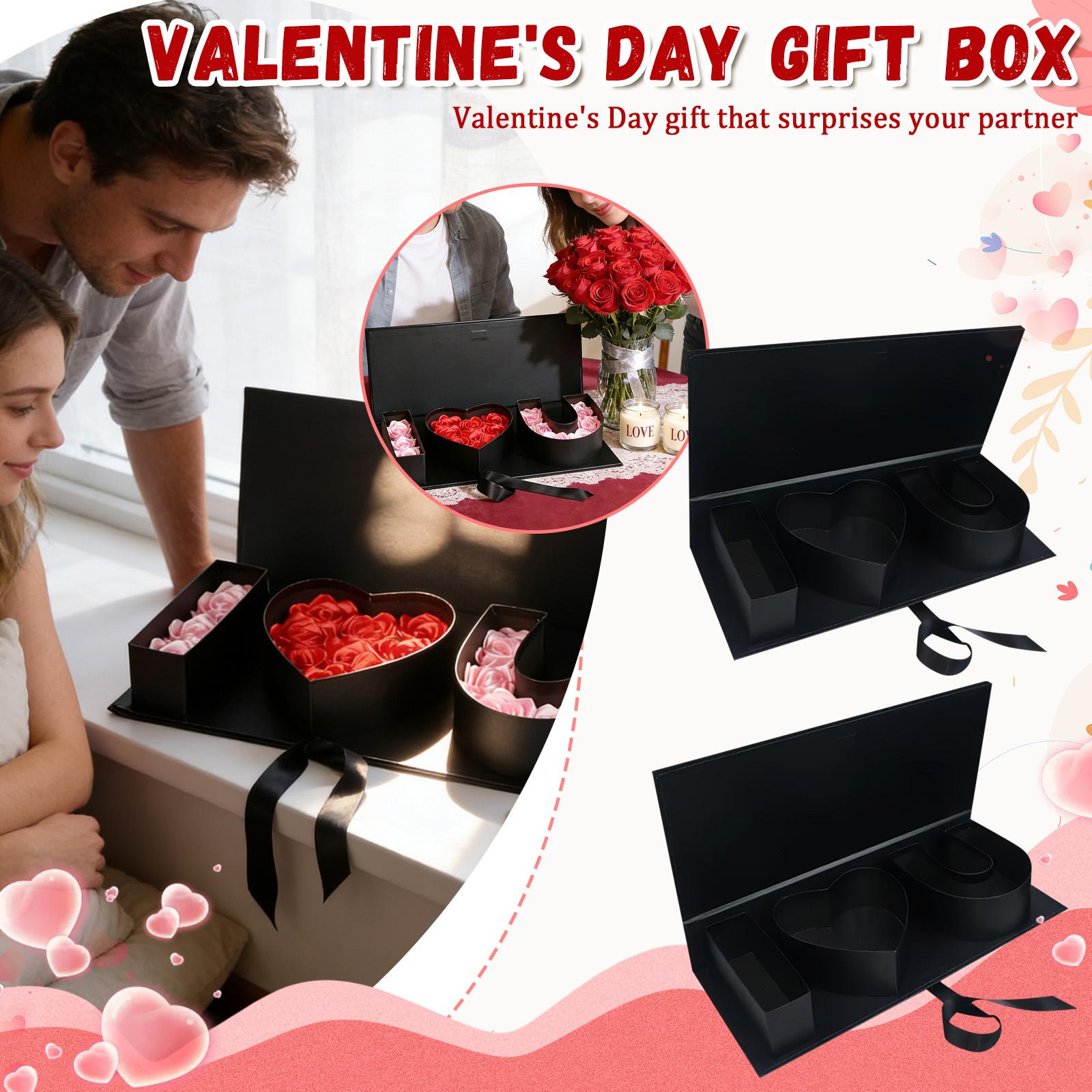 

2 Empty I Love You Box Valentine s Day Gift Box, Thick Letter-shaped, Fillable Flower Gift Box Valentine s Day And Mother s Day Gift Box (black) one size білий