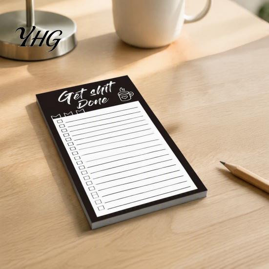 Family Message Notes Magnetic List Notepad, Thick Paper Tear-off Checklist Planner, Black Bordered Retro Small Pad Design Task Organizer for