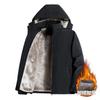 2025 Fleece Thickened Plus Size Jacket Fall and Winter Men's Middle-aged Solid Color Casual Hooded Warm Jacket Shirt Top