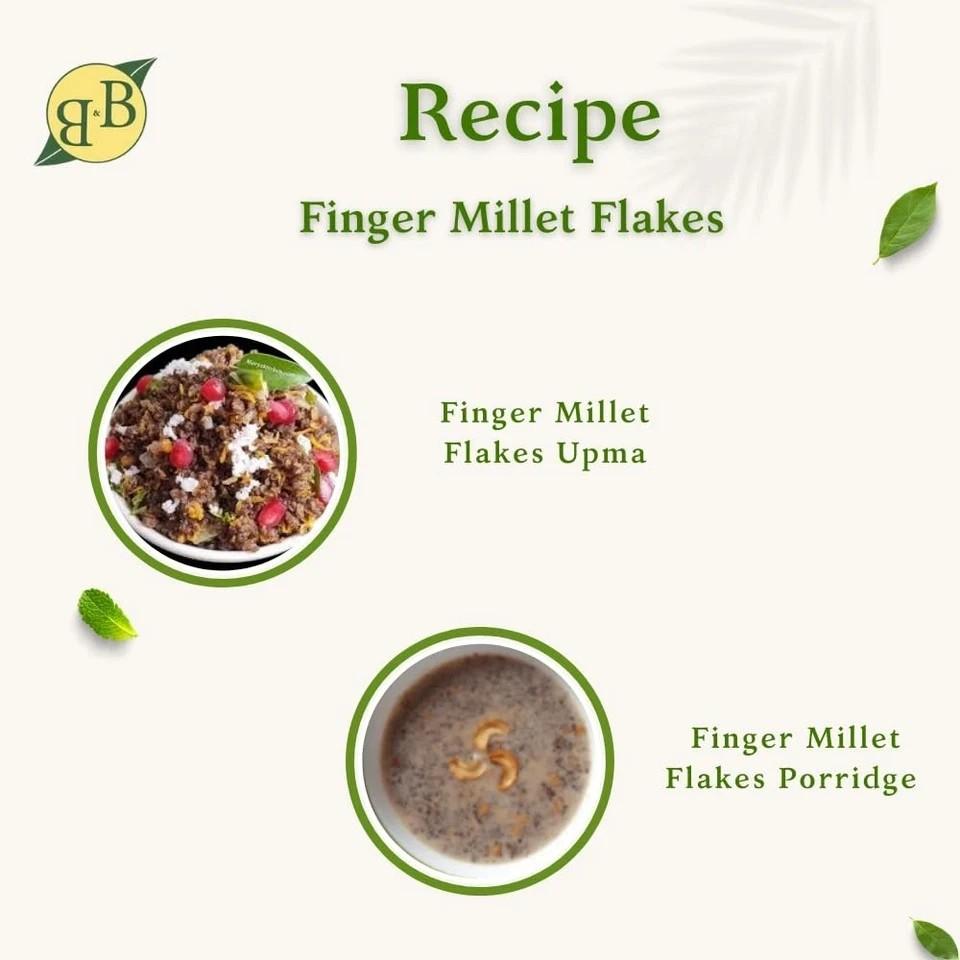 B&B Organics Finger Millet Flakes (500g)/ Traditional Millet Flakes/Ragi Aval.