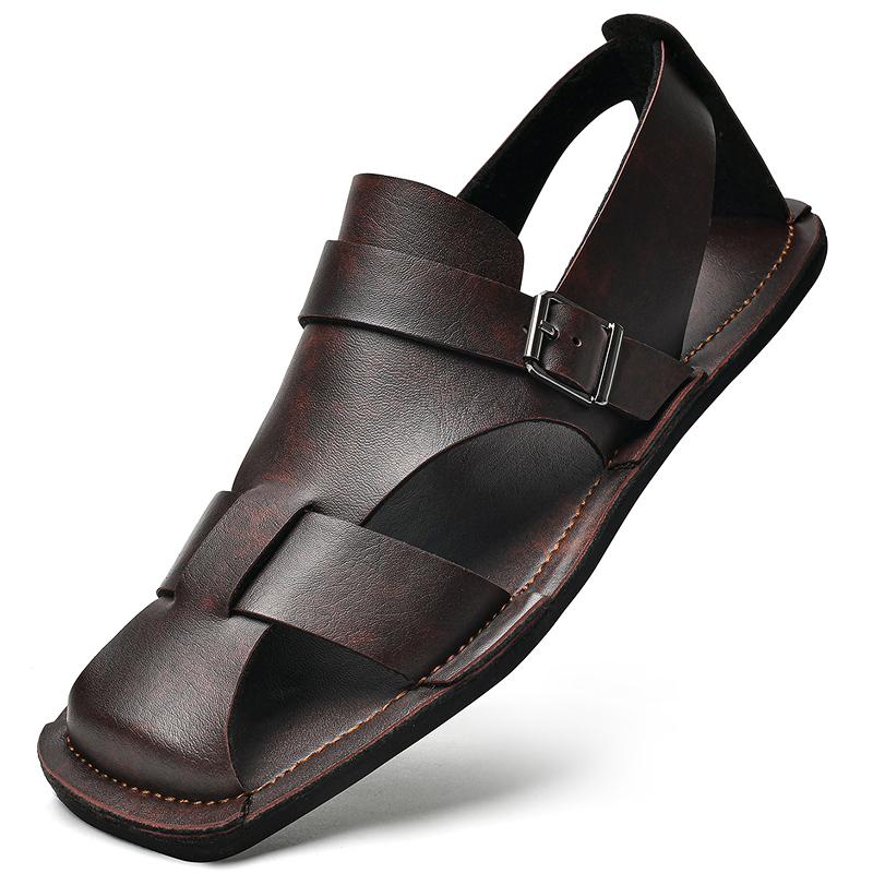 Sandali Uomo Pelle Vera Business Casual Taglia Grande Sandali da Spiaggia Uomo Estivi Sandali da Esterno per Uomo