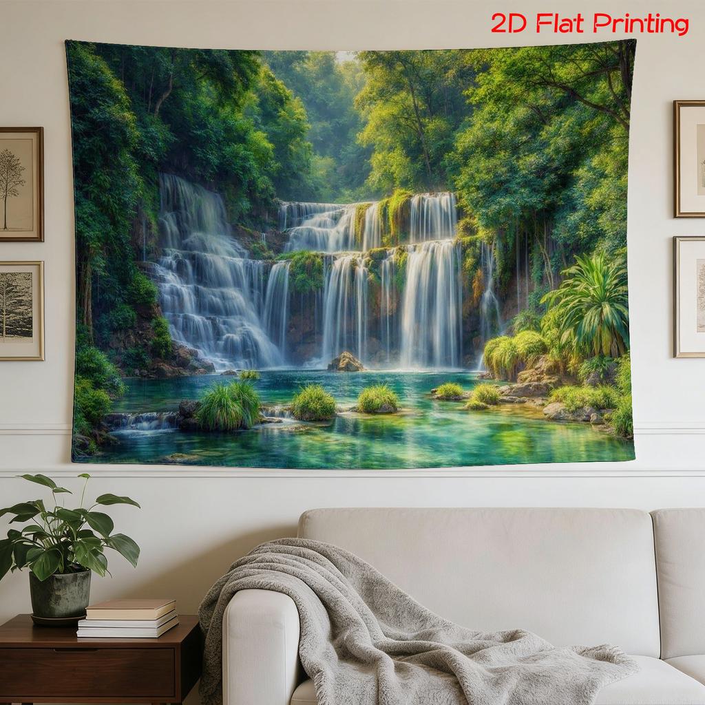 Aesthetic Waterfall Tapestry Wall Hanging Mural Tropical Jungle Nature Landscape Art Print Home Decor Decor for Living Room Bedr