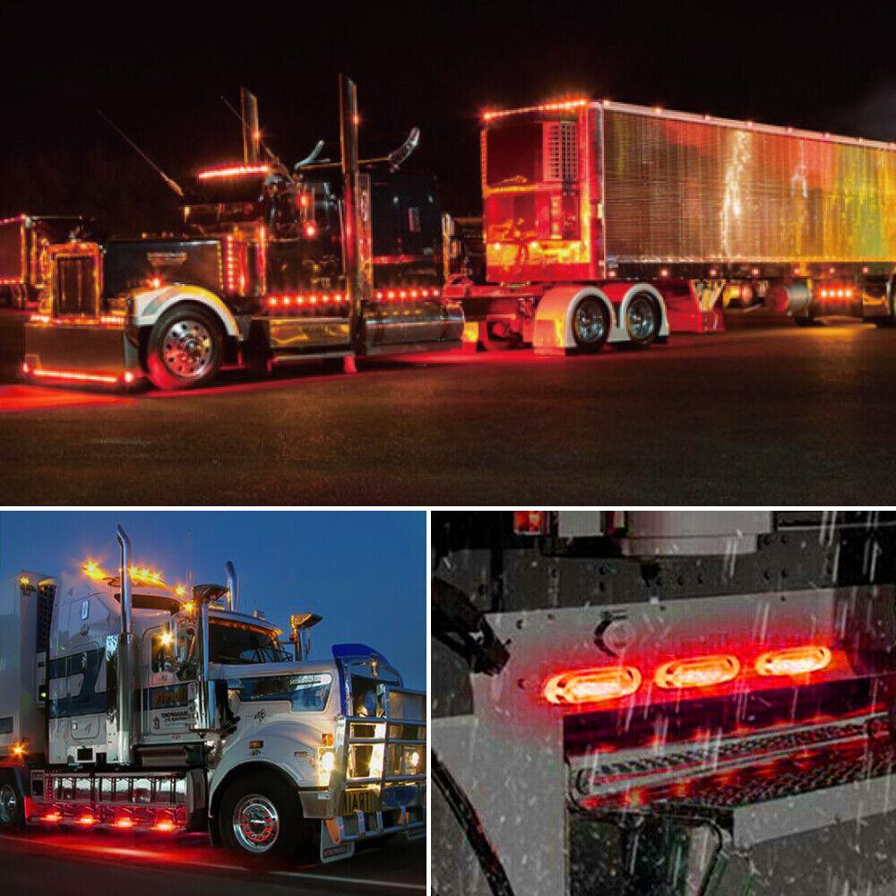 10PCS Waterproof 16-LED Trailer RV Side Marker Turn Signal Lights Chrome 12V-24V  LED Side Mirror Marker Light for Semi Trucks