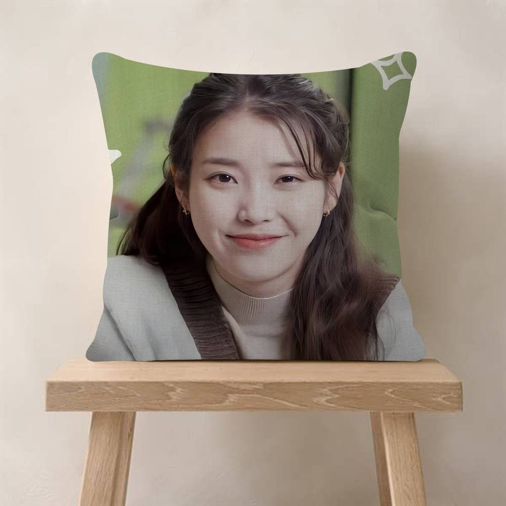 POP Korean Singer I-IU Pillow Covers Cartoon Sofa Decorative Home Double-sided Printing Short Plush Cute Cushion Cover