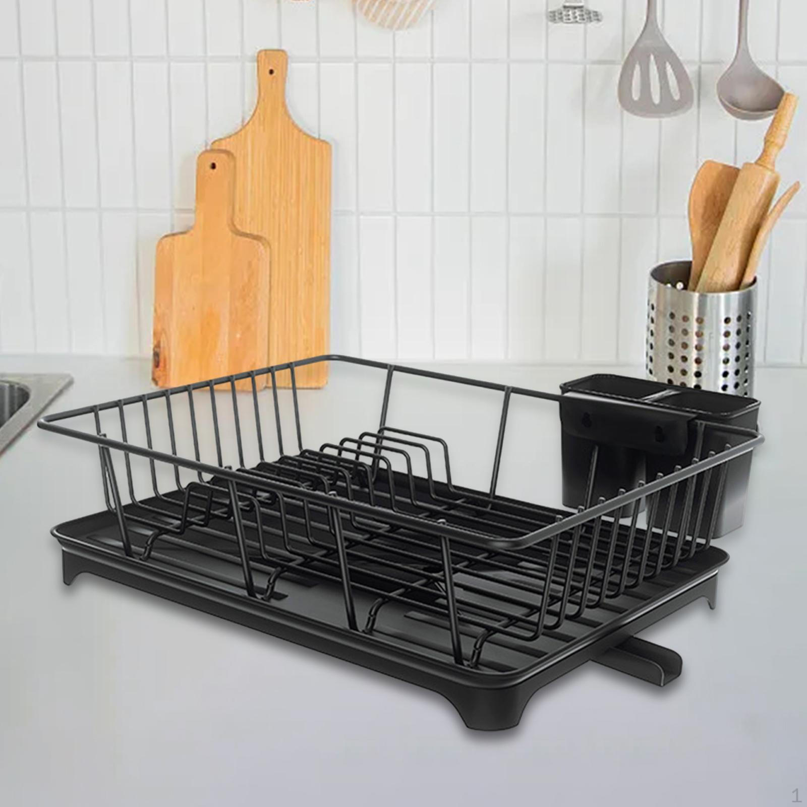 

Сушилка для посуды для кухонной стойки, сушилка, многофункциональный органайзер для экономии места, подстаканник с чёрный