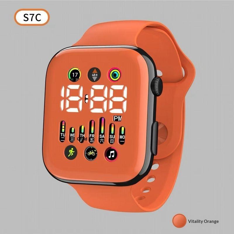 Electronic Watch Hollow Week Digital Sports Student LED Electronic Watch Couple Hollow Color Screen Watch Week Square Electronic Watch