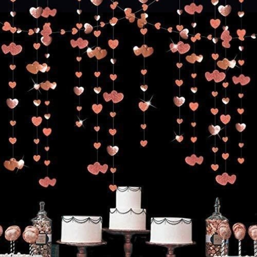 Partyzubehör 4m Hängendes Liebes-Girlande Romantische Papier-Herzform-Kette Einfach zu installieren Glitzernde Hochzeitsgirlande Muttertag