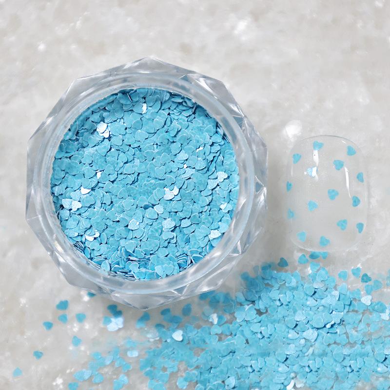 1Jar 1Mm Mini Sparkling Love Nail Glitter Sparkling Heart Nail Decoration Nail Salon Design Cute Accessories Diy Nail Art Design