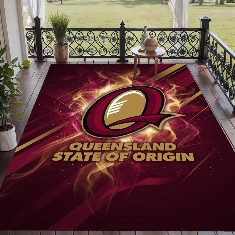 Soft Floor Carpet Queensland Maroons Pattern Area Rug Decorative Mat For Home Room Decoration