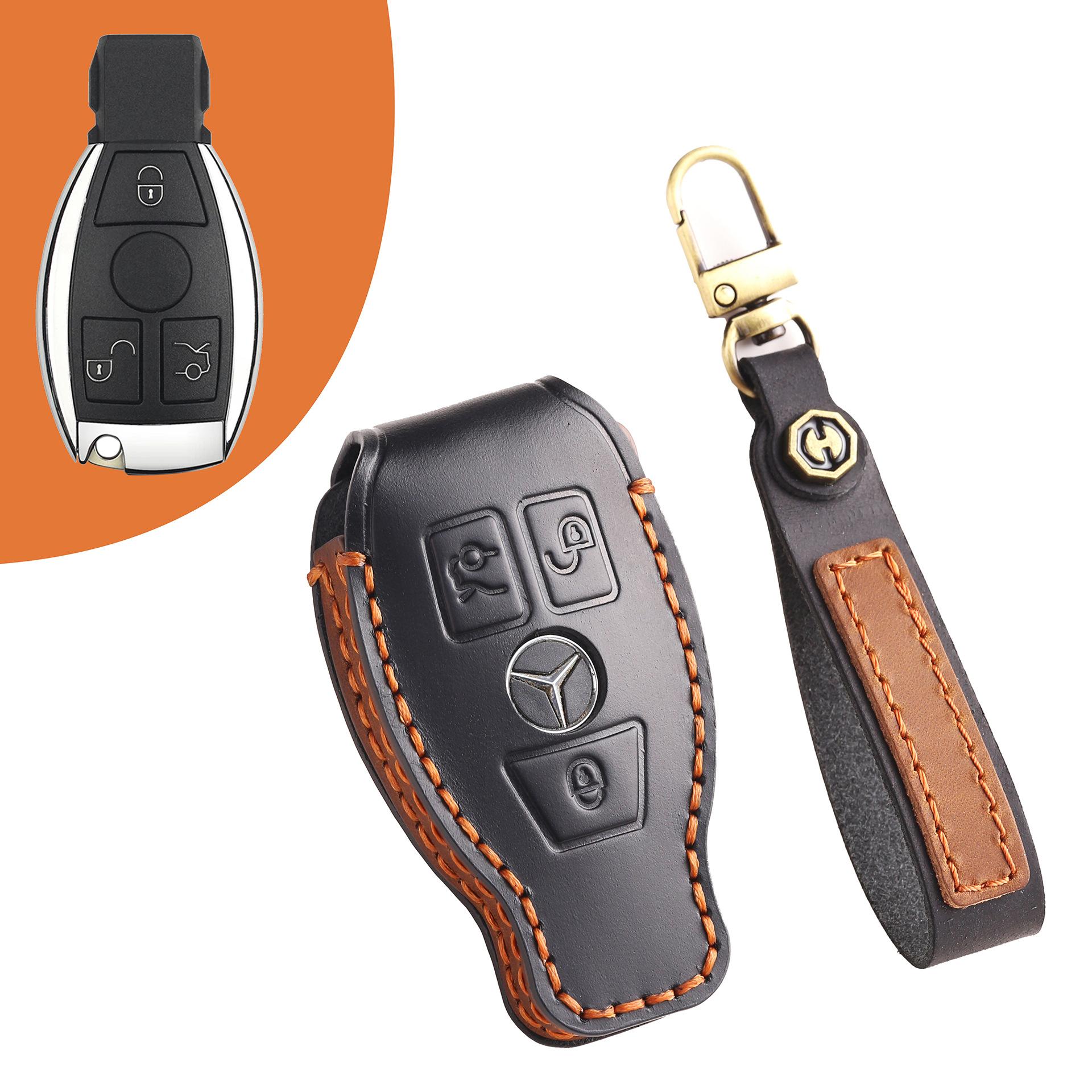

Applicable to Mercedes-Benz old C-class car key case E-class GLC/GLA/GLE/GLS protective case High-end key case чёрный
