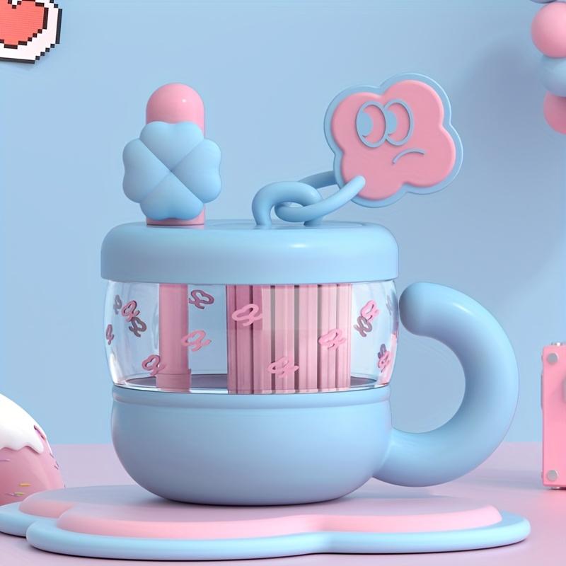 Cute Tritan Straw Cup with Whimsical Floral Design,Large Capacity, Slip-Resistant, Reusable Summer Drinkware for Office or Home, Hand Wash Only