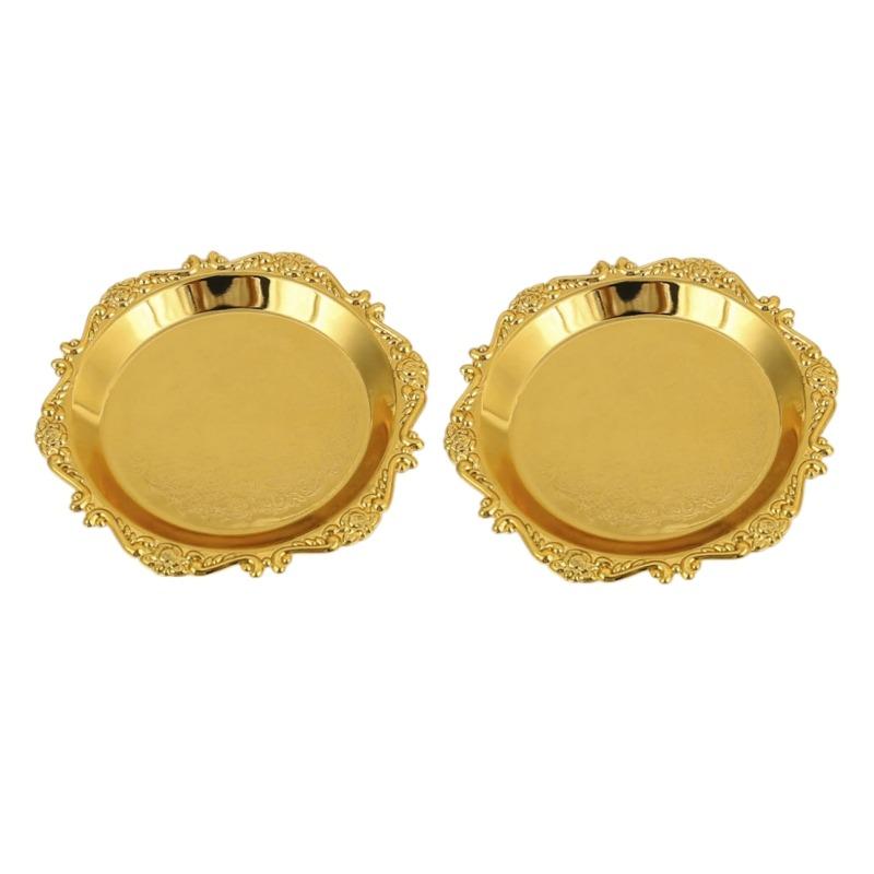 Vintage Carved Iron Jewelry Tray Gold Silver Finish Decorative Organizer Elegant Ring Holder Trinket Dish For Vanity Decor