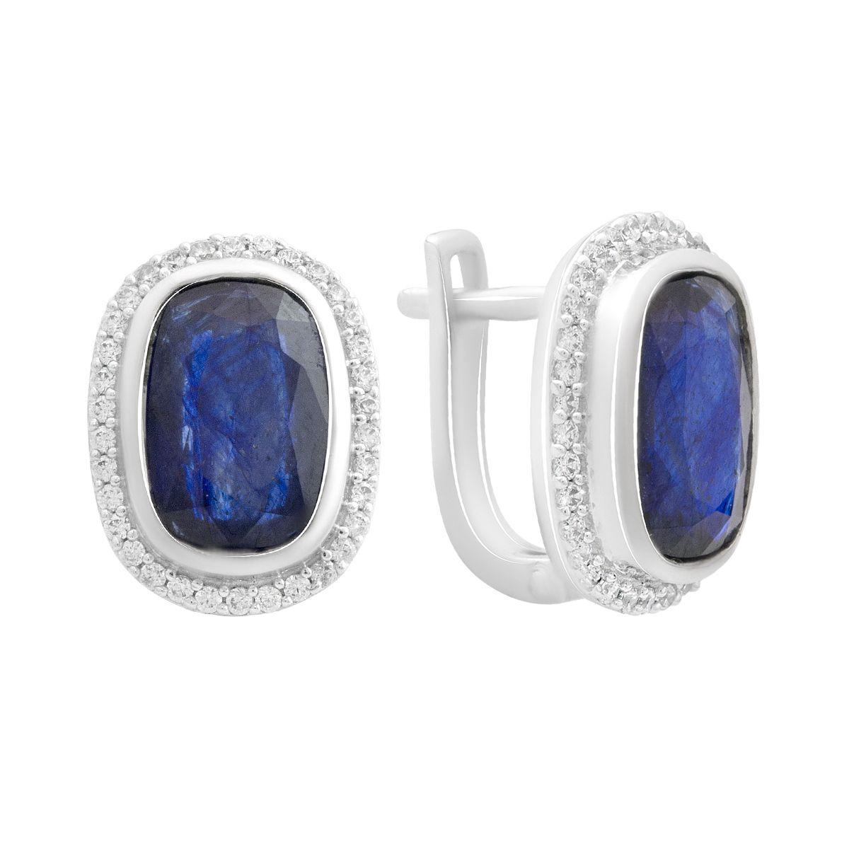 

Silver earrings with natural sapphire 5.218ct, cubic zirconia (2181156) сапфіровий