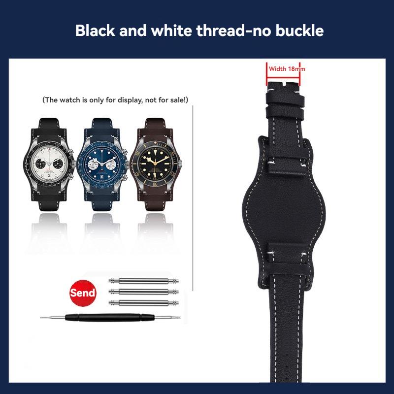 

20mm 22mm Tray type leather Watch Strap For Tudor 1958 Black Bay M79250 M79360 M79363 Watch band men bracelet Wristband 20mm