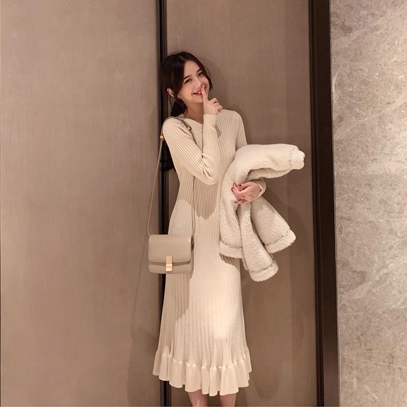 Autumn and Winter New Light Luxury Black High-end Retro Slim and Thin Temperament A-word Fishtail Dress