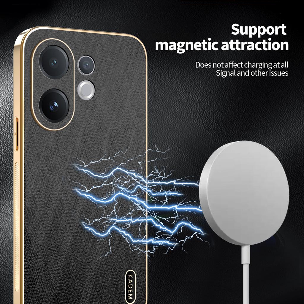 For vivo V60 5G Case Electroplating Silk Texture PU+TPU Phone Back Cover