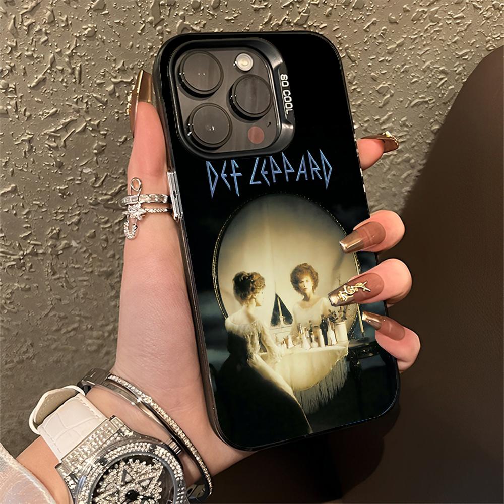 D-Def Band L-Leppard Phone Case For iPhone 16,15,14,13,12,11,Pro,Max,Plus,Mini,XS,SE Anti Fall Black Matte Hard Bumper