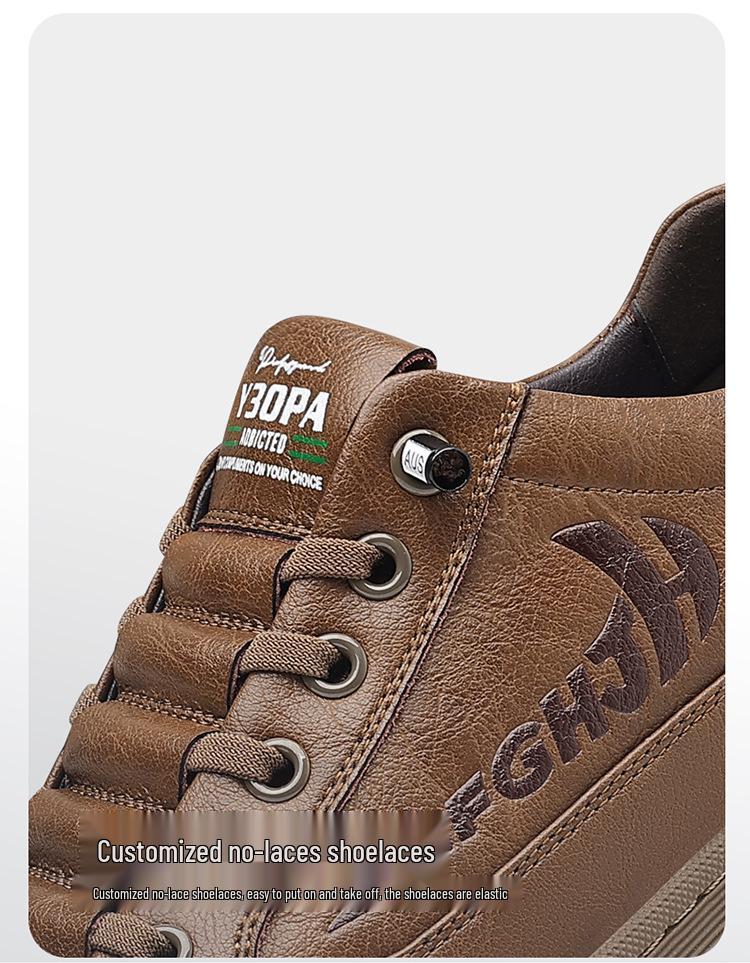 Autumn & Winter Men's Korean Style Genuine Leather Slip-On Sneakers - Breathable, Non-Slip, Versatile Casual Shoes