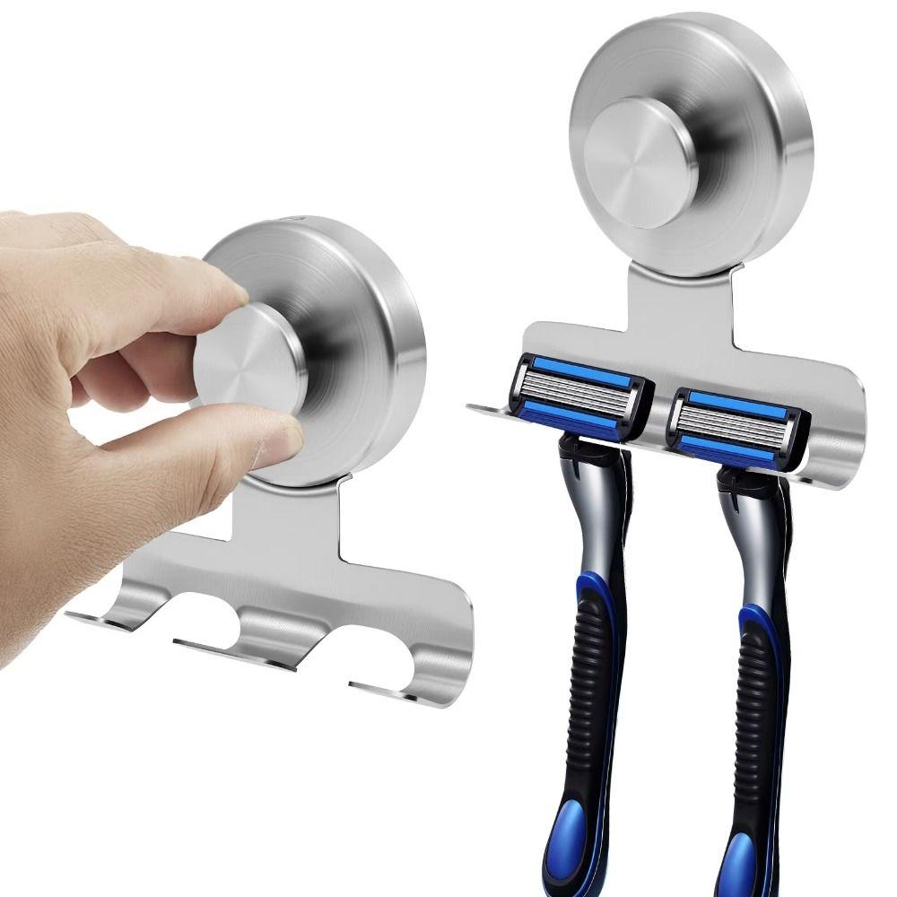 304 Stainless Steel Suction Cup Shaver Holder Shower Razor Hooks  For Bathrobes