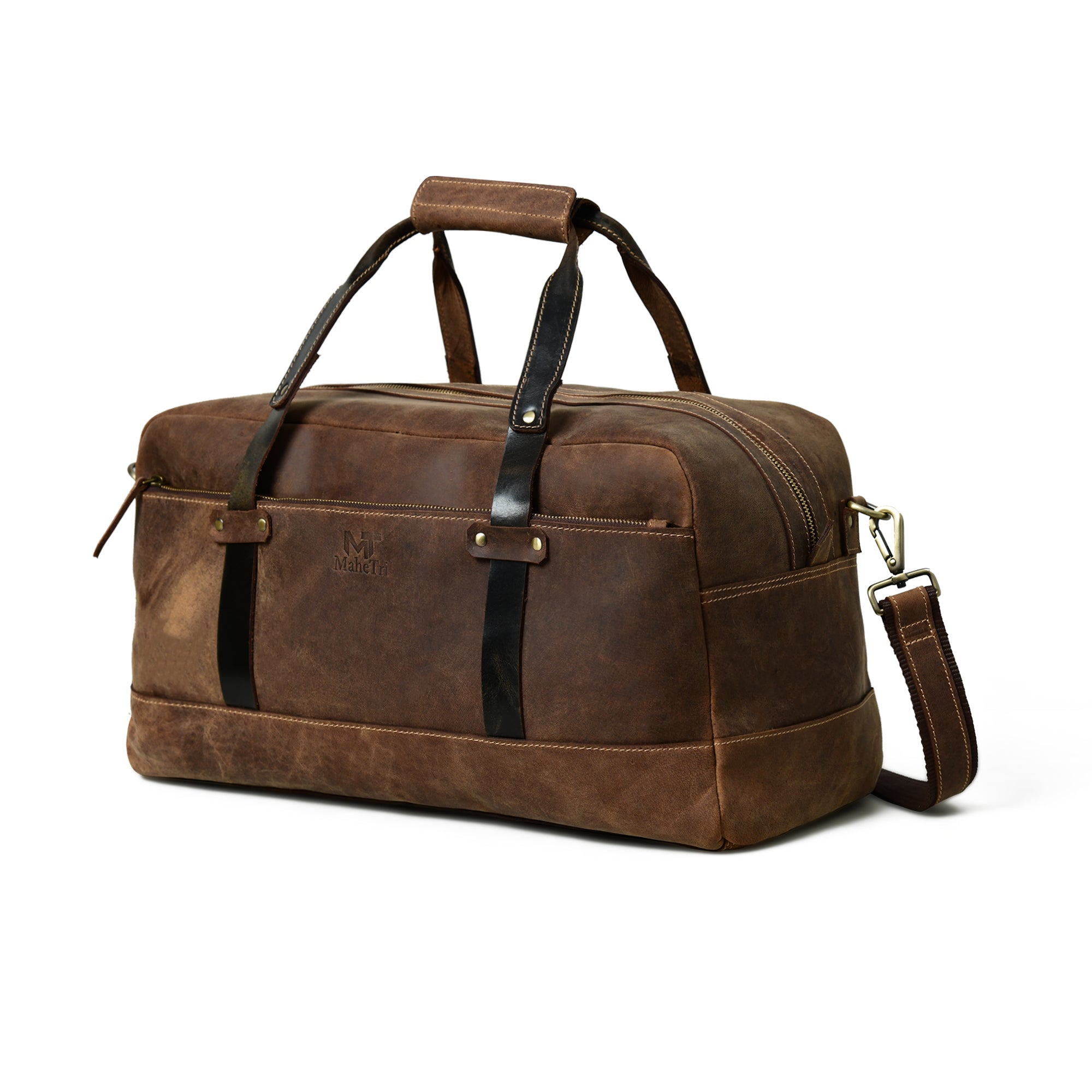 

MaheTri Espresso Elegance Carry on Duffle Premium Leather Travel Duffel Bag with Spacious Main Compartment & Adjustable Shoulder Strap for Men & Women 20 Inch коричневий