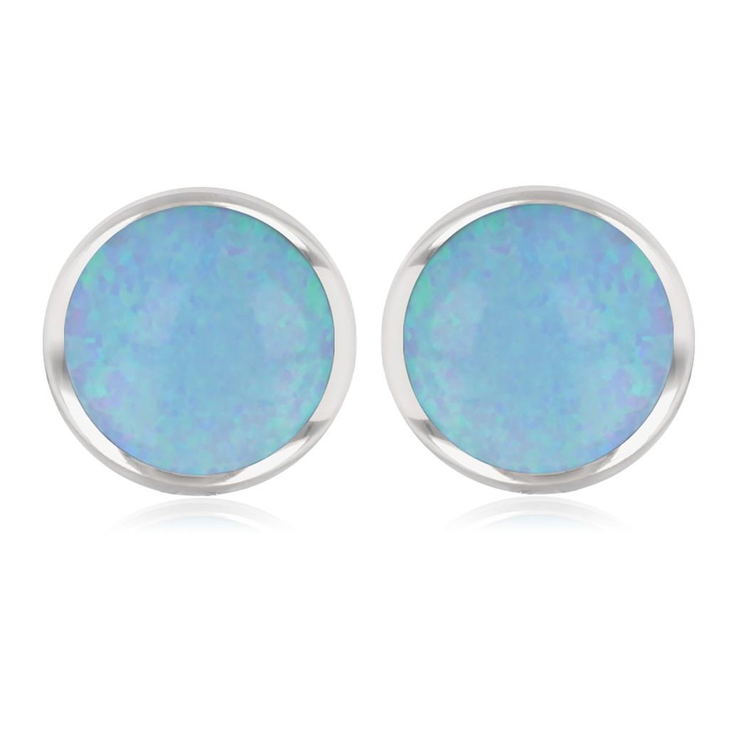Les Trésors De Lily [R1940] - Boucles Argent 'Déesse Opale' bleu argenté (rhodié) - 9 mm