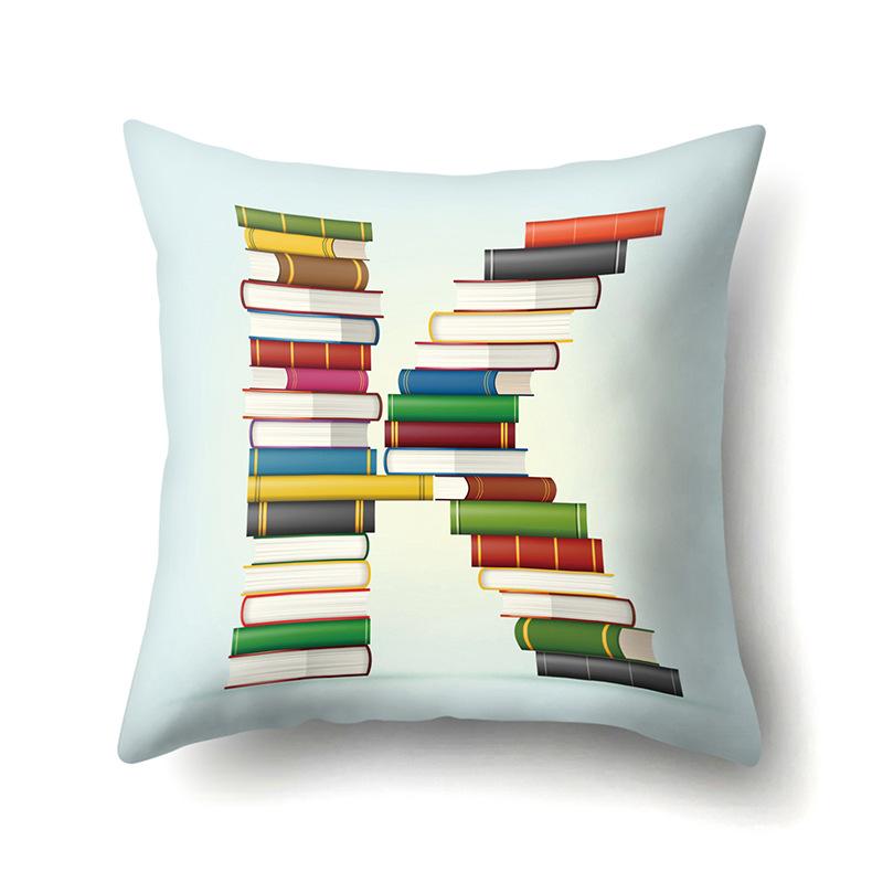 Polyester Pillowcase Car Decoration Home 26 English Letters Print Book Pillowcase
