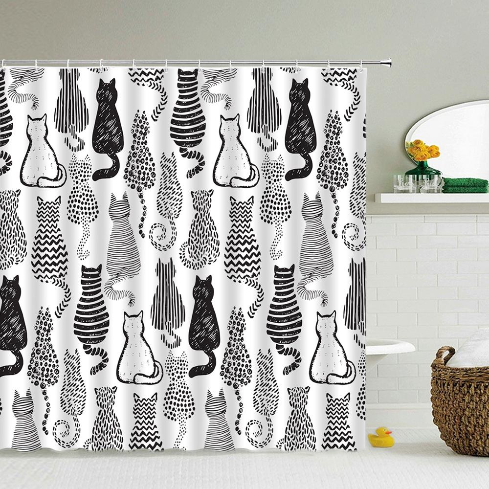 Funny Animal Print Shower Curtain Cute Cartoon Animal Bath Curtain For Bathroom Bathtub Bathing Cover Shower Curtains Home Decor