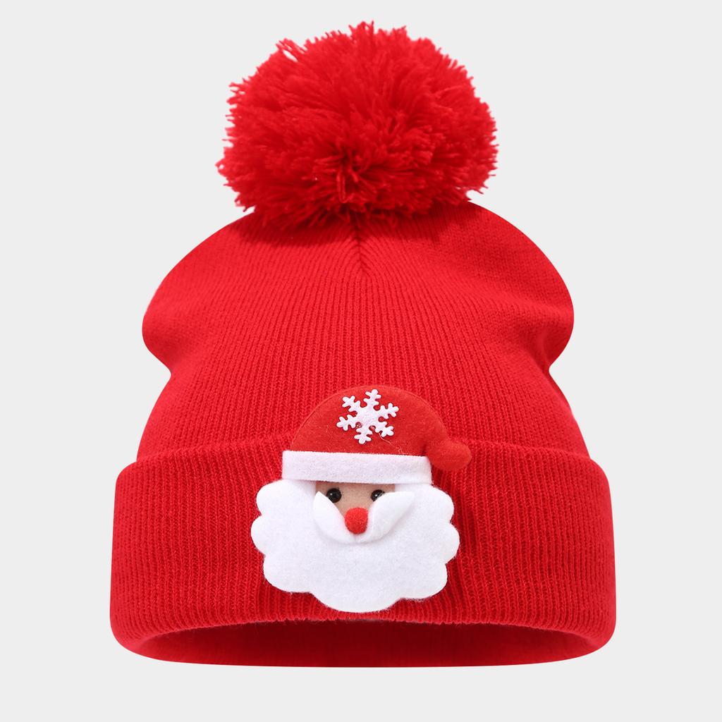 Christmas Elements Warm Beanie Autumn and Winter Santa Claus Knitted Hat Outdoor Hairball Warm Hat