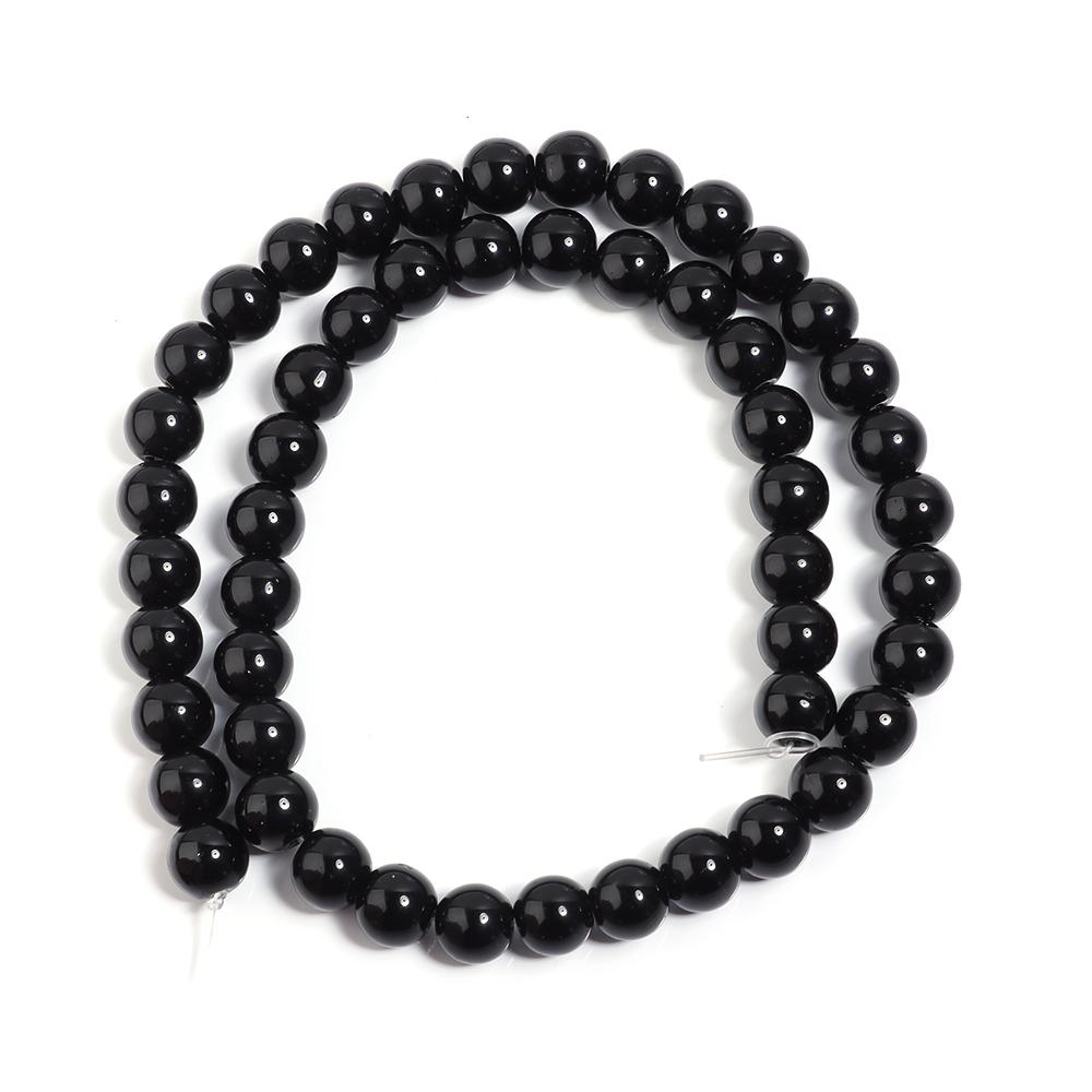 4 6 8 10 12mm Black Glass Beads Smooth Round Loose Spacer Beads For Jewelry Making DIY Handmade Bracelets Necklace Accessories