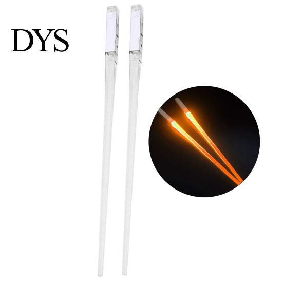 Finger Chopsticks 1 Pair Food Reusable Grade Smooth Surface Eye-catching LED Diner Illuminated Wear-resistant Lightweight BPA Free Luminous