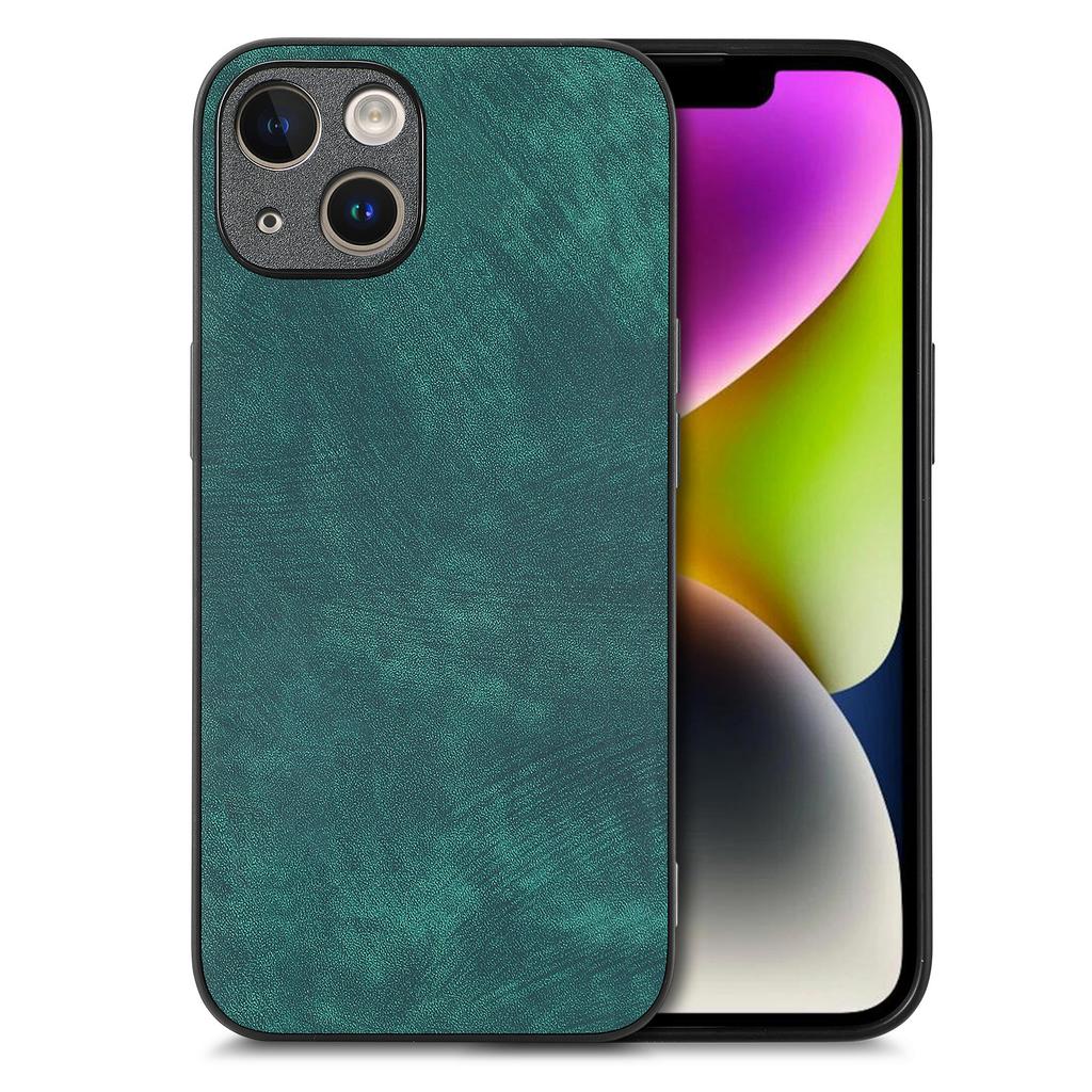 For iPhone 14 Plus Case Shockproof Slim Retro Leather Phone Back Cover