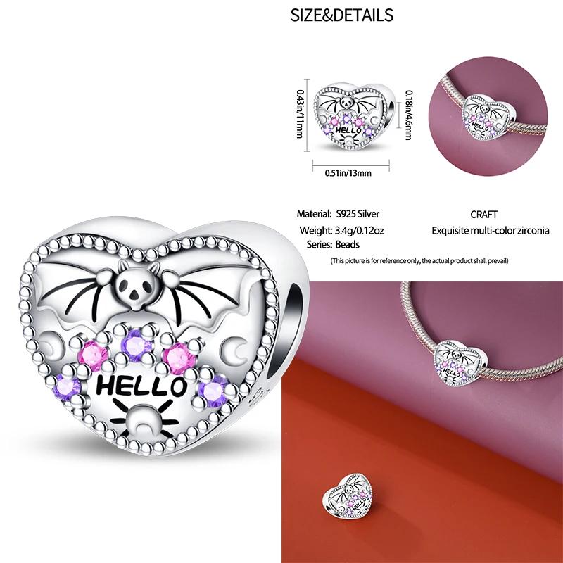 New Coppering Halloween Witch Skeleton Bat Charm Chain Beaded Fit Original Bracelet Diy Ladies Jewelry