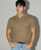 Michikoleondeonseupocheu Waffle Henley Neck Muscle Fit Short Sleeve T-Shirt Khaki