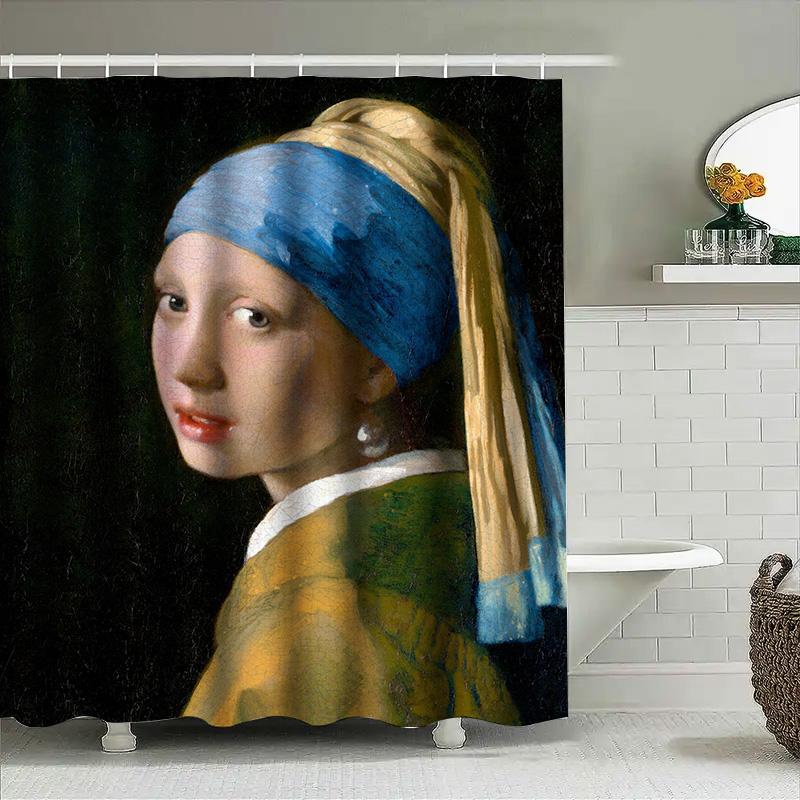 Artistic Bathroom Decor: A Perfect Blend Of Classic Masterpieces With Modern Shower Curtain Design Available In Multiple Sizes
