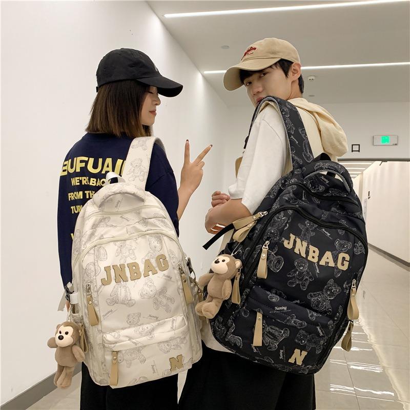 Wind bear schoolbag female junior high school student large capacity backpack college student cool light backpack