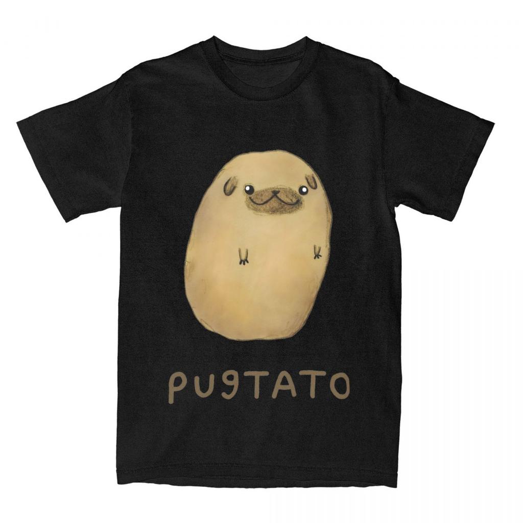 Cute Potato Pug Men Women T Shirt Kawaii Pet Dog Puppy Pugs  Novelty Tee Shirt T-Shirts Pure Cotton Gift Idea Clothing