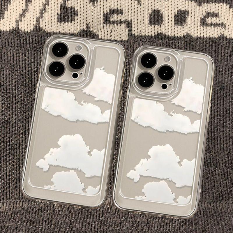 Simple, Small and Fresh Clouds, Suitable for iPhone17 Mobile Phone Case 16promax Japanese 13/14 High Value 15