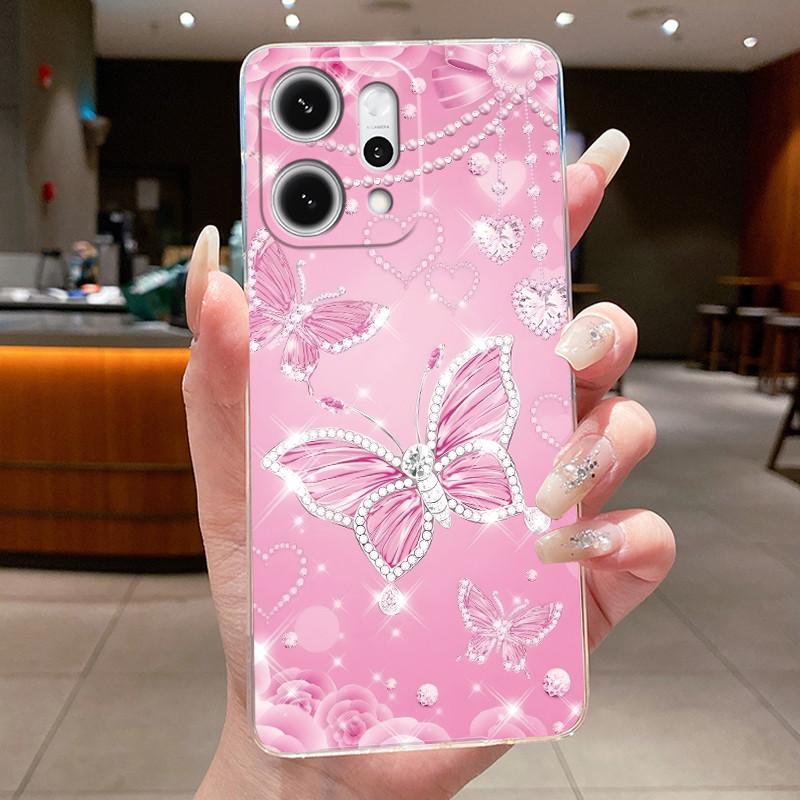 For Oppo Reno 14 Pro 5G 2025 Case Clear Luxury Fashion Butterfly Flowers Soft Slim Shell Casing For Reno14 14Pro Reno14Pro Cover