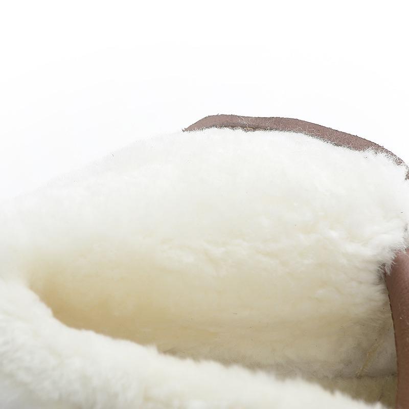 Mamas Winter-Baumwollschuhe sind aus echtem Leder, Wolle, rutschfest und warm, flachsohlige, dick gefütterte Mittel- und Alt-Oma-Kurzstiefel mit weicher Sohle.