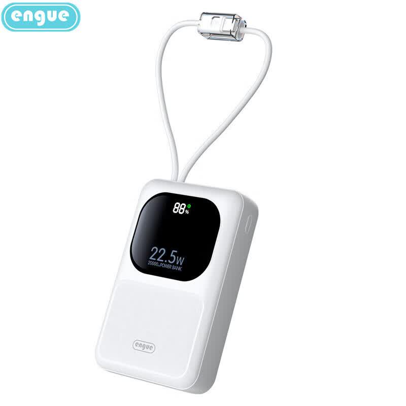 EnGu 20000mAh Portable Fast Charging Power Bank with Built-in Cable