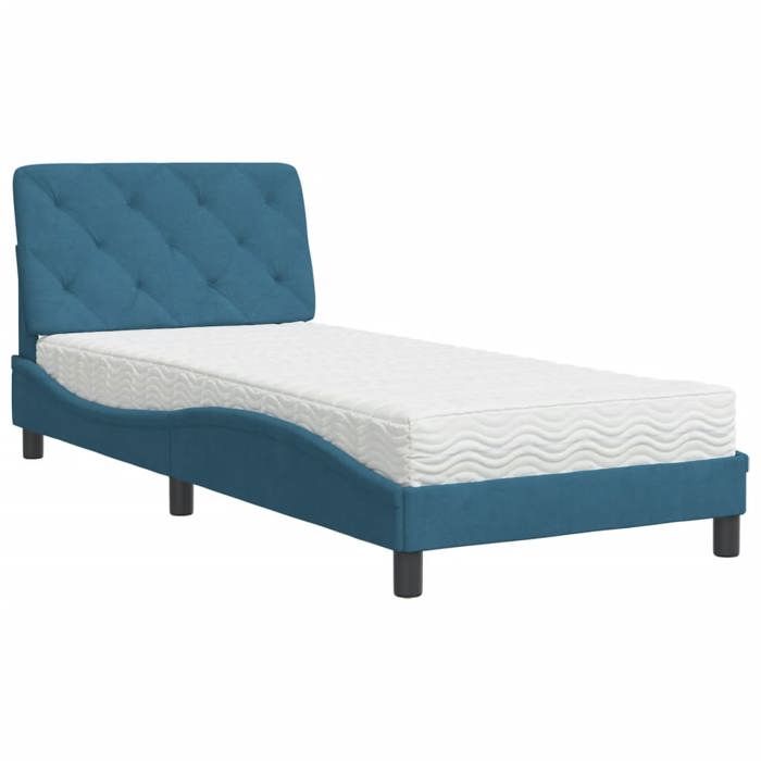 VidaXL Bed with Mattress, Upholstered Bed with Headboard Cushion, Single Bed, Adult Bedroom Interior Bed, 3208626