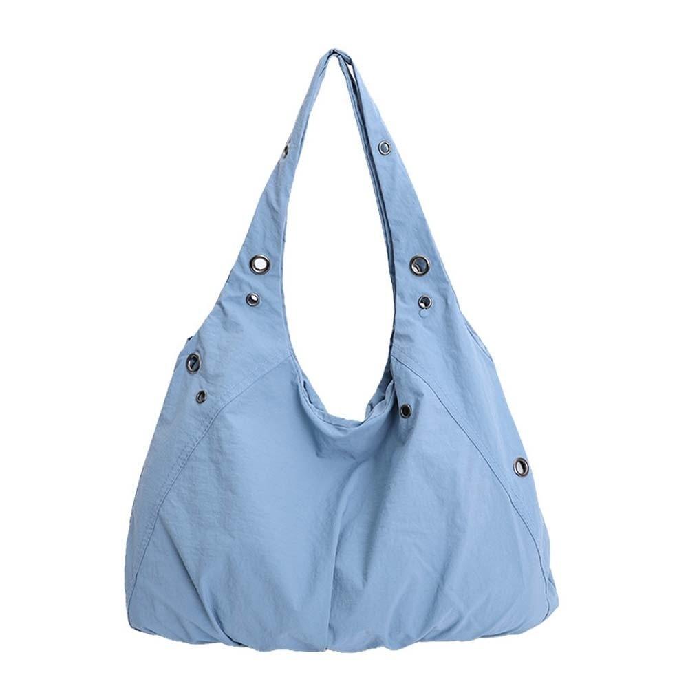 

Large Capacity Eyelet Tote Vest Bag Anti-splash Water Lightweight Solid Color Nyl Handbag Commuting Pouch Underarm Pouch озеро синього кольору