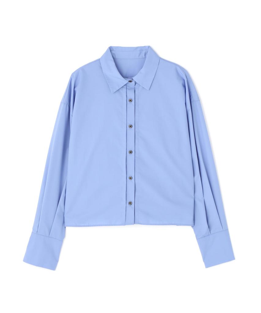 N Natural Beauty Back Pleated Short Size M Basic Shirt, Women's, Blue,