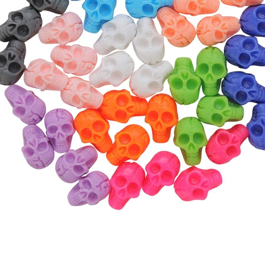 10/30/50/100Pcs Resin Skull Nail Art Charms Flatback Beads, Punk Halloween Party Nail Decoration