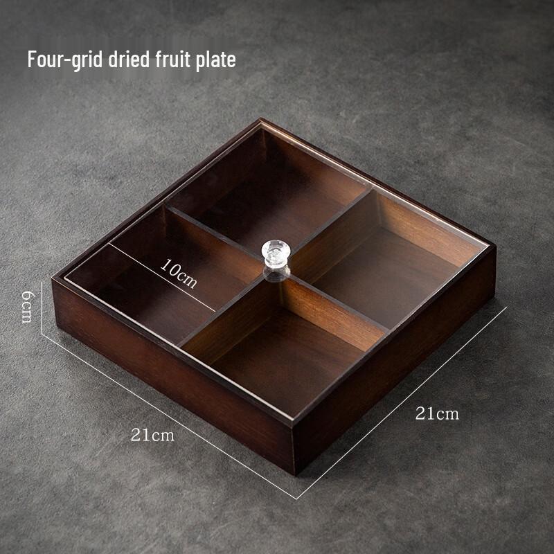 Bamboo Divided Snack Tray with Lid