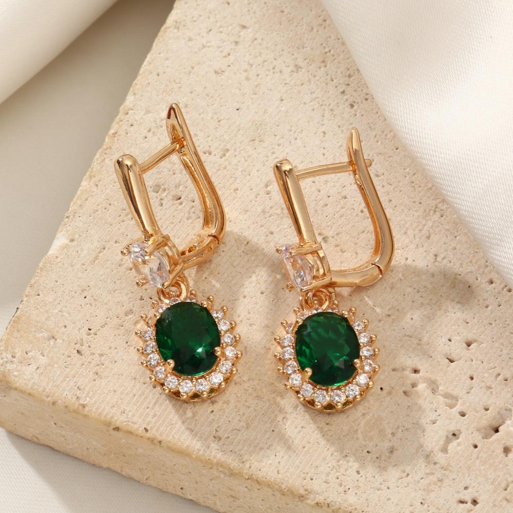 

1 пара роскошных цветных овальных висячих сережек для женщин, серьги с кубическим цирконием, ювелирные изделия, аксессуары для свадебной вечеринки зелёный