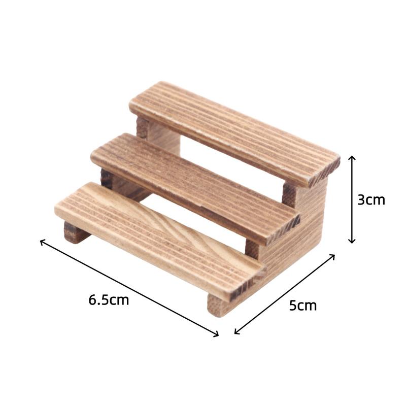 2Pcs Dollhouse Simulation Wooden Three-Layered Shelf Dollhouse Miniature Garden Flower Stand Model Dolls House Decor Accessories 2Pcs