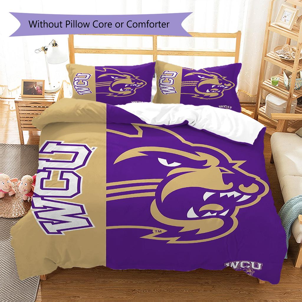 Western Carolina Catamounts Pattern Bedding Set Quilt Cover Pillowcase Home Decor Gift (1 * duvet cover + 2 * pillowcase, without core)
